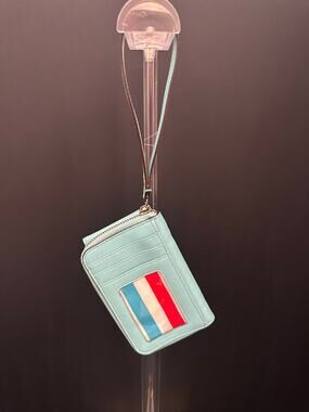 Kate Spade New York Mint Seafoam Saffiano Leather Zip Wristlet Wallet